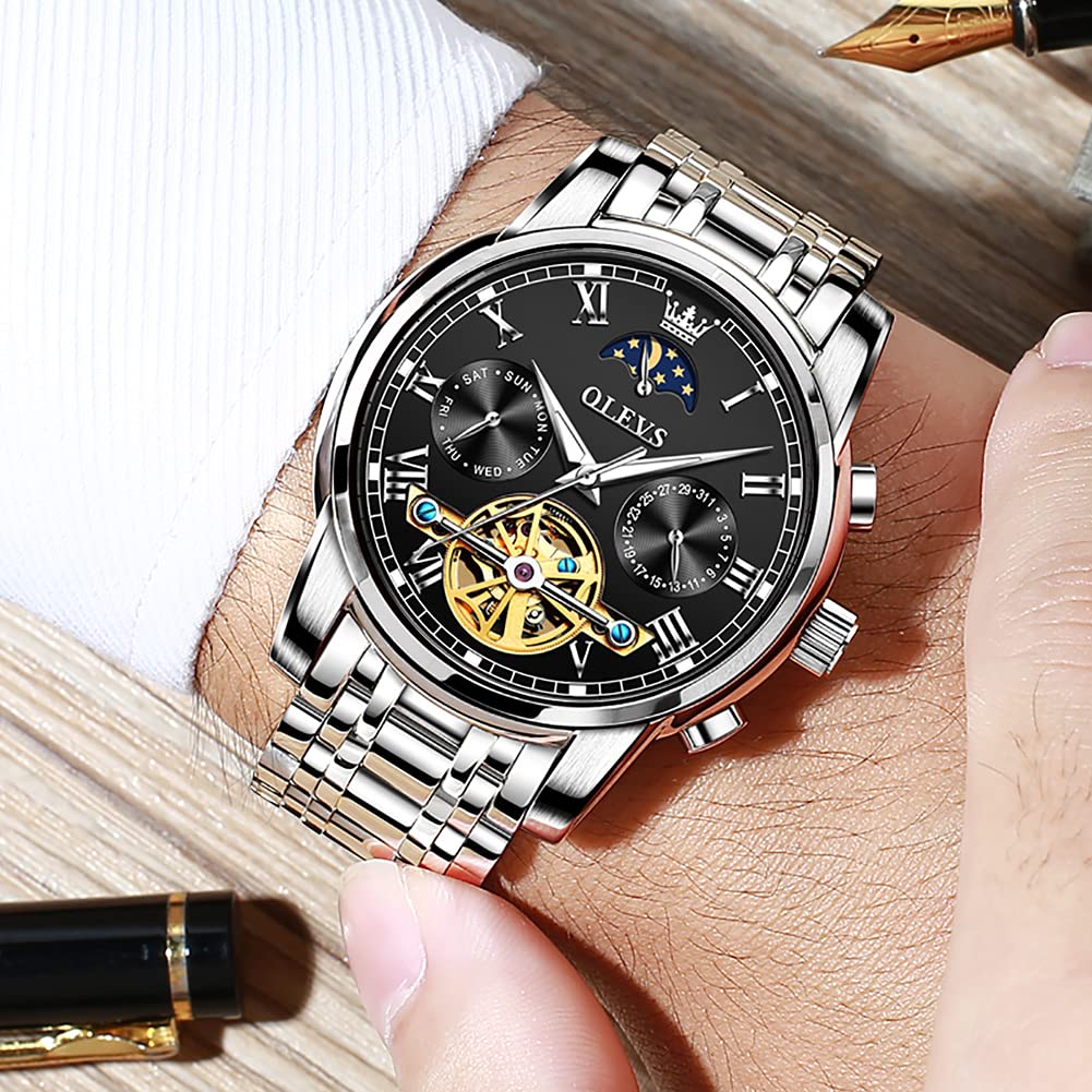 Foto 5 pulgar | Reloj Olevs Tourbillon Mecánico Automático Para Hombre De Acero Inoxidable - Venta Internacional.