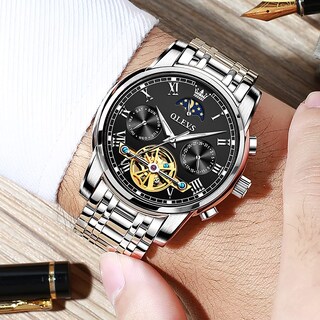 Foto 4 | Reloj Olevs Tourbillon Mecánico Automático Para Hombre De Acero Inoxidable - Venta Internacional.