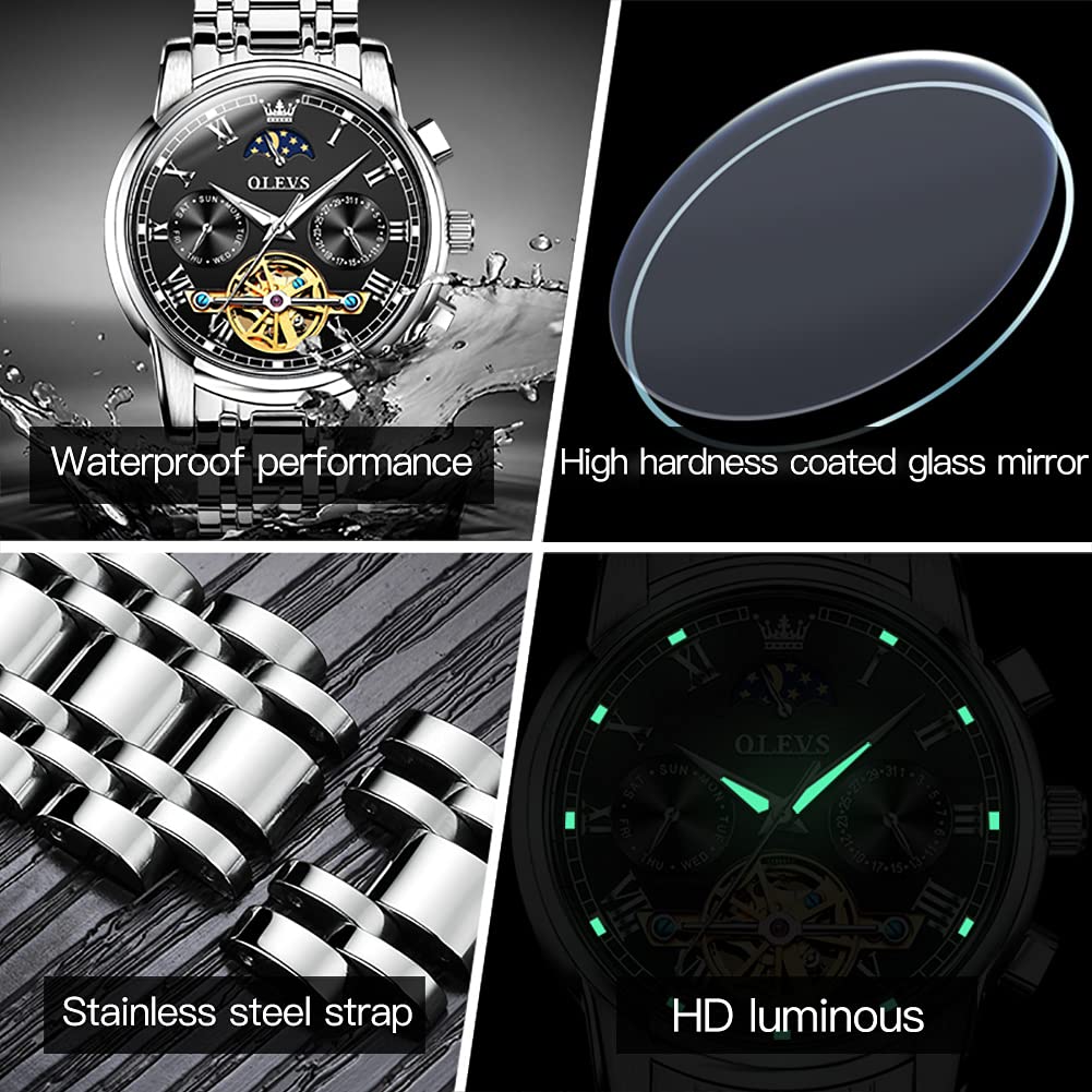 Foto 6 pulgar | Reloj Olevs Tourbillon Mecánico Automático Para Hombre De Acero Inoxidable - Venta Internacional.