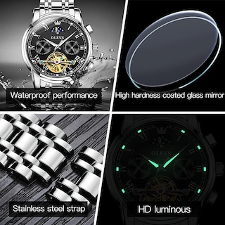 Foto 5 | Reloj Olevs Tourbillon Mecánico Automático Para Hombre De Acero Inoxidable - Venta Internacional.