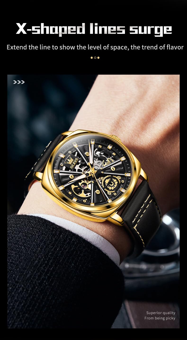 Foto 6 pulgar | Reloj Olevs Automatic Skeleton Mechanical de Piel - Venta Internacional