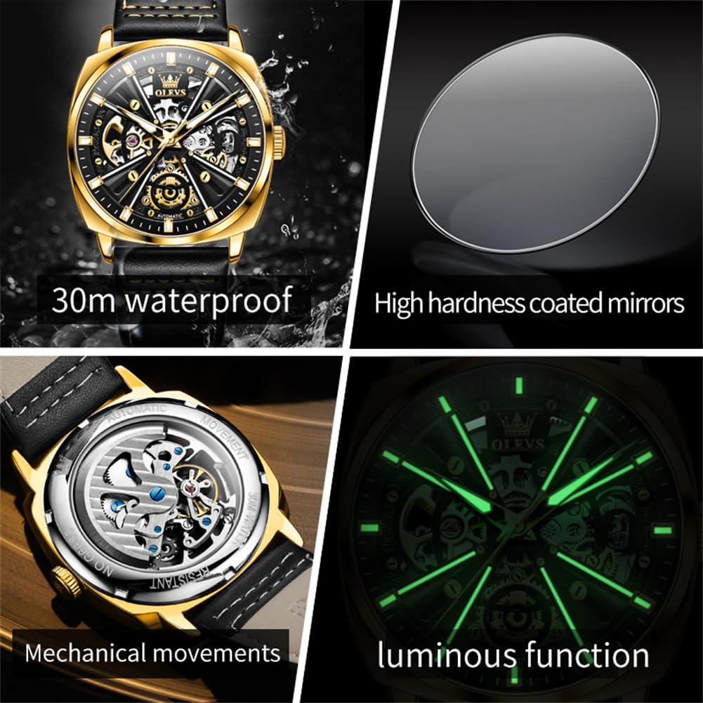 Foto 7 pulgar | Reloj Olevs Automatic Skeleton Mechanical de Piel - Venta Internacional