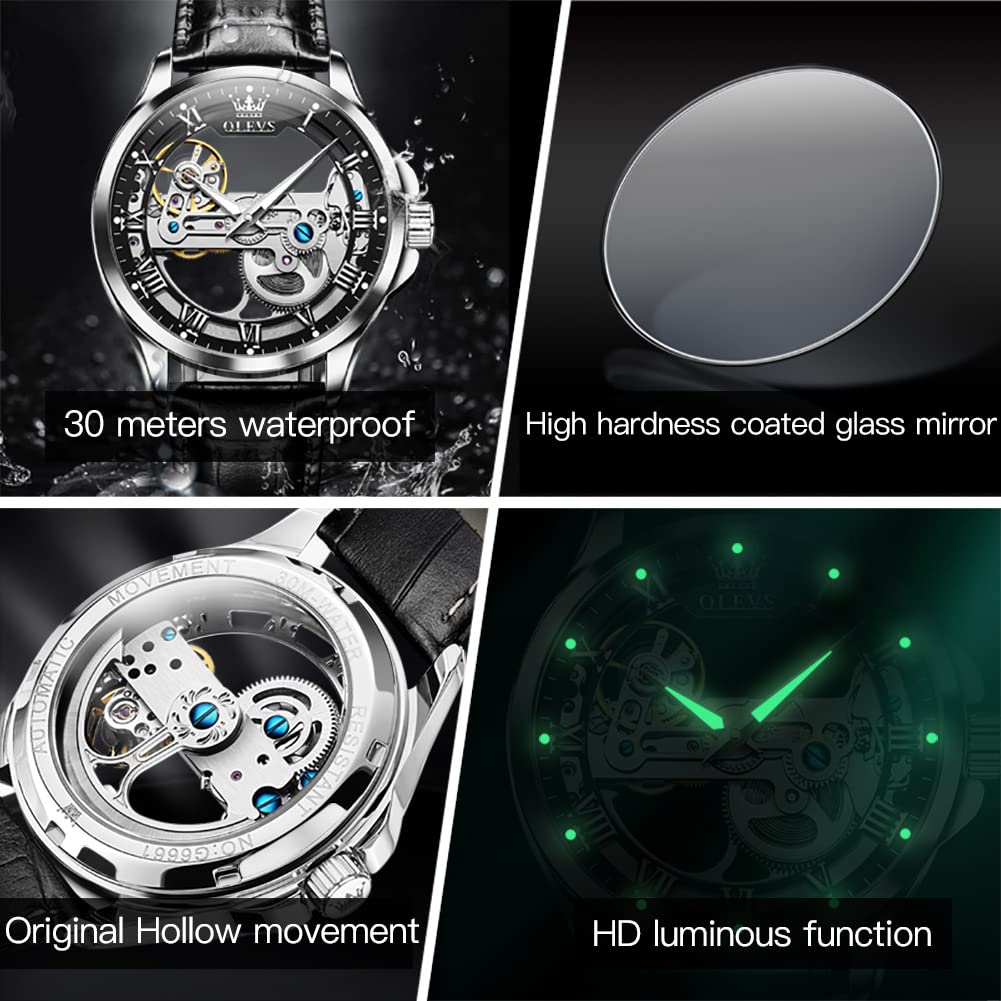 Foto 7 pulgar | Reloj Olevs Black Skeleton Tourbillon Automatic - Venta Internacional