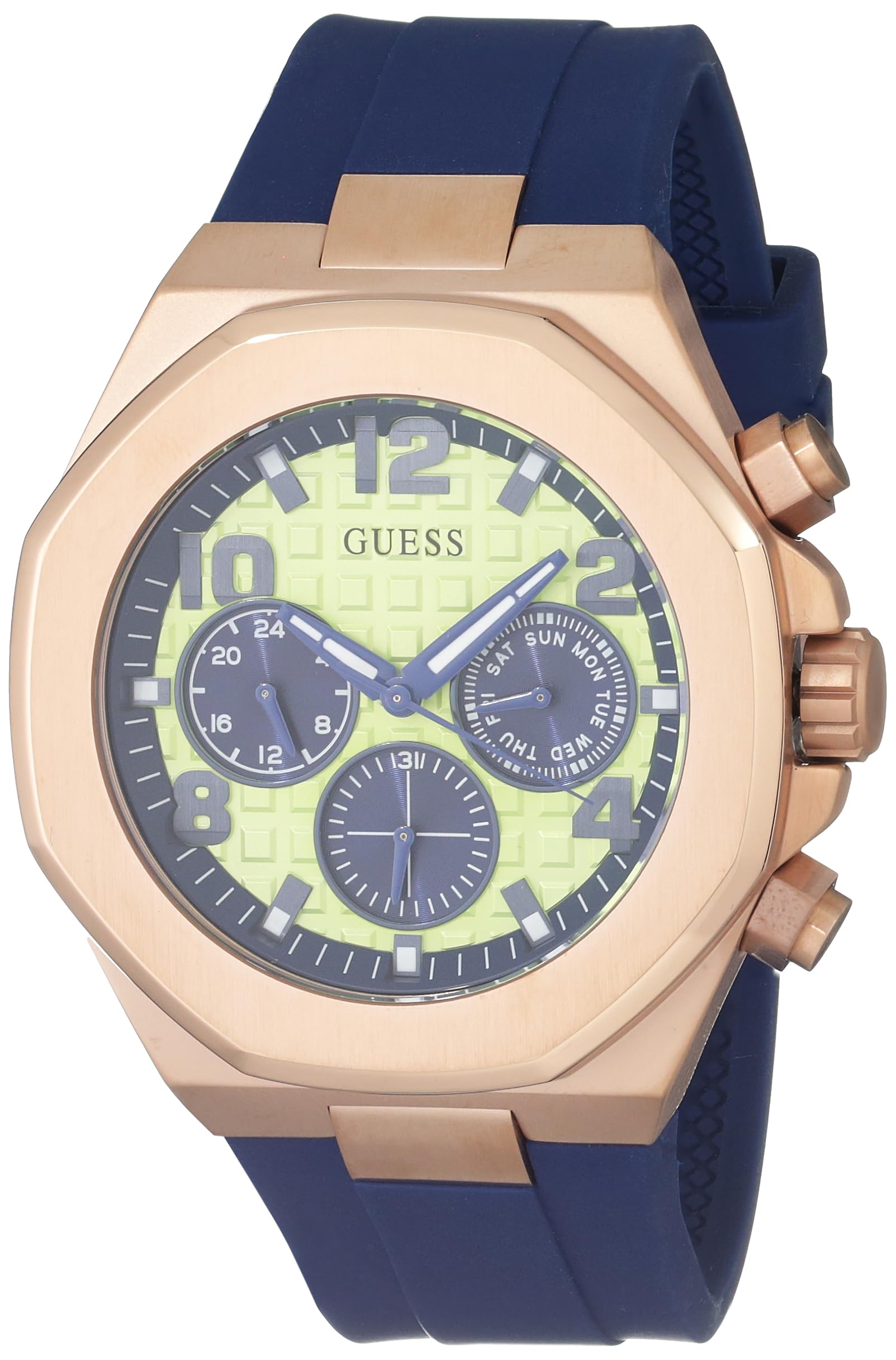 Reloj Guess Para Hombre Con Correa Azul De 46 Mm Y Esfera Verde Lima - Venta Internacional.