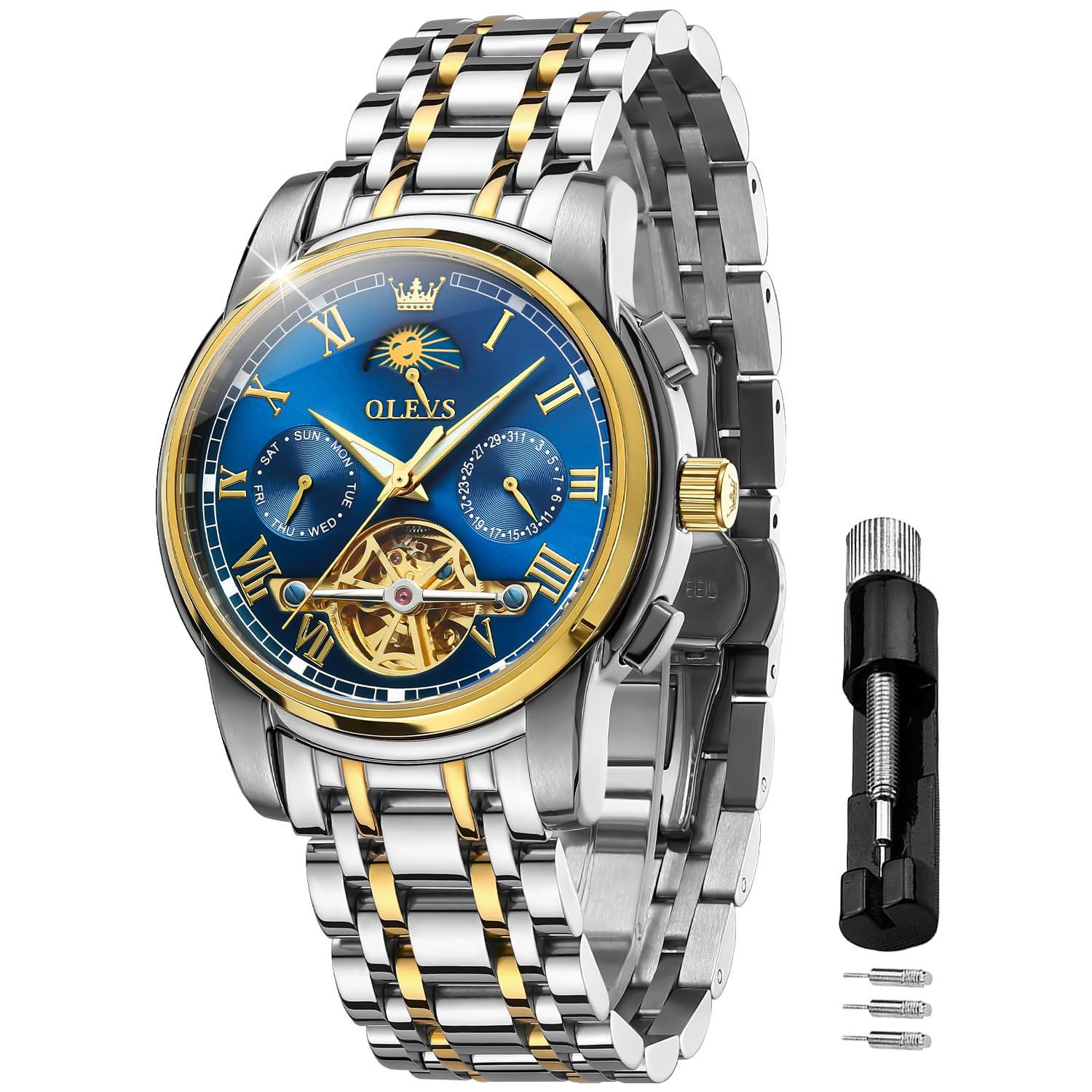 Foto 2 pulgar | Reloj Olevs Tourbillon Mecánico Automático Para Hombre De Acero Inoxidable - Venta Internacional.