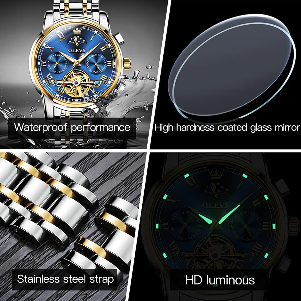Foto 6 pulgar | Reloj Olevs Tourbillon Mecánico Automático Para Hombre De Acero Inoxidable - Venta Internacional.
