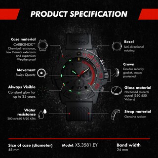 Foto 3 | Reloj Luminox Navy Seal Xs.3581.ey Chrono Negro Para Hombre, 45 Mm - Venta Internacional.