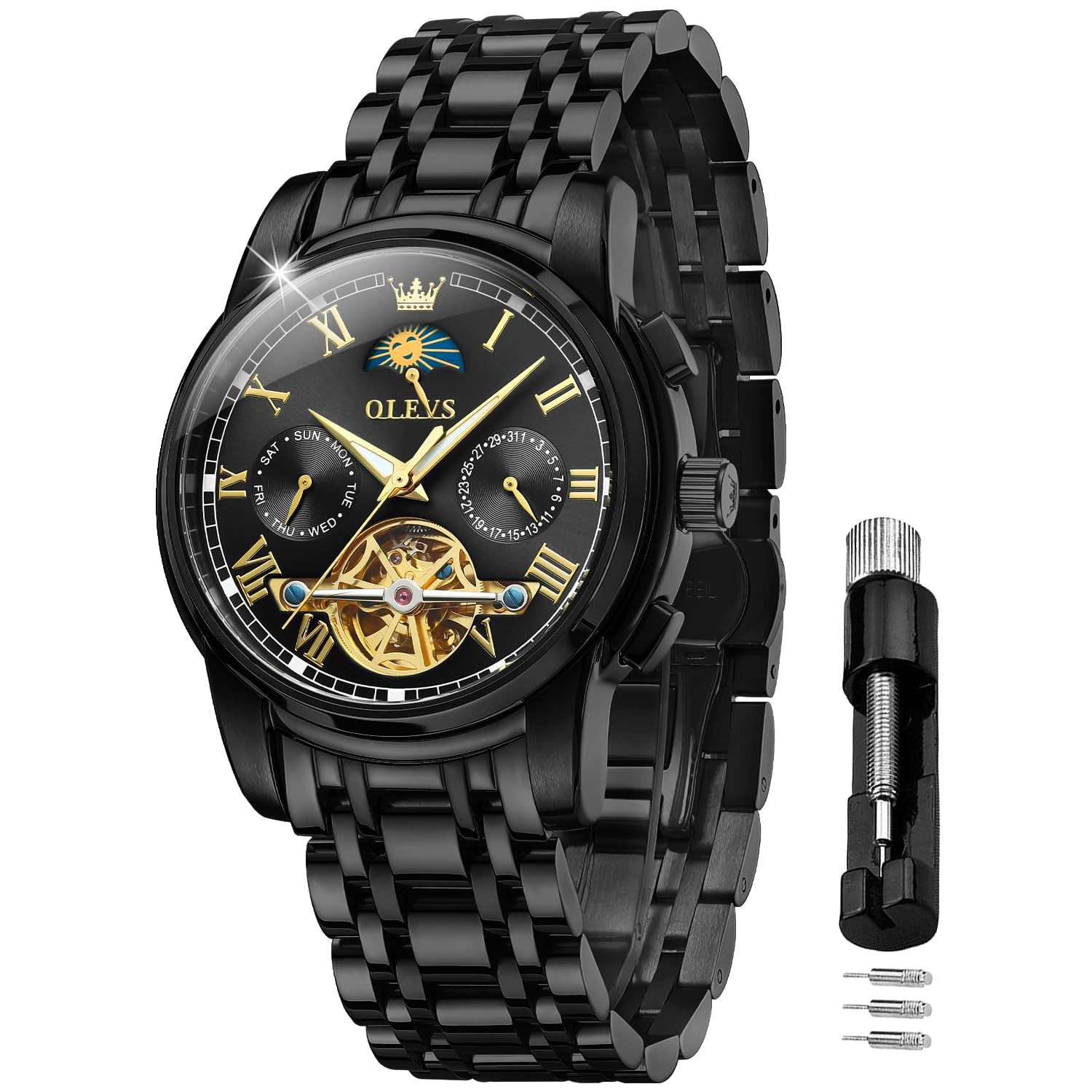 Reloj Olevs Tourbillon Mecánico Automático Para Hombre De Acero Inoxidable - Venta Internacional.