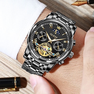 Foto 4 | Reloj Olevs Tourbillon Mecánico Automático Para Hombre De Acero Inoxidable - Venta Internacional.