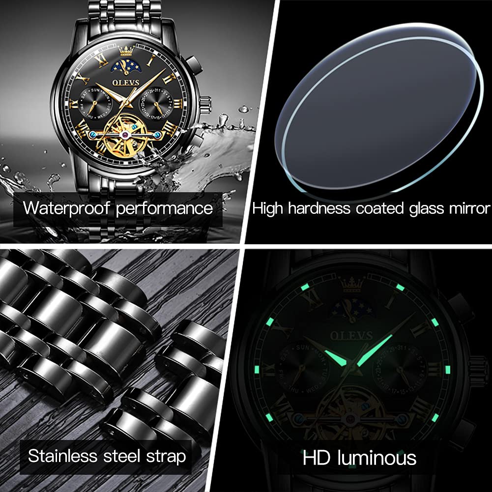 Foto 6 pulgar | Reloj Olevs Tourbillon Mecánico Automático Para Hombre De Acero Inoxidable - Venta Internacional.