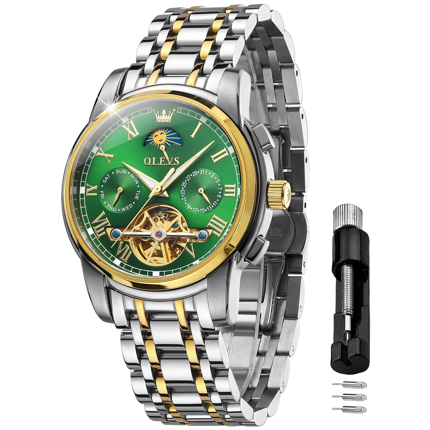 Foto 2 pulgar | Reloj Olevs Tourbillon Mecánico Automático Para Hombre De Acero Inoxidable - Venta Internacional.