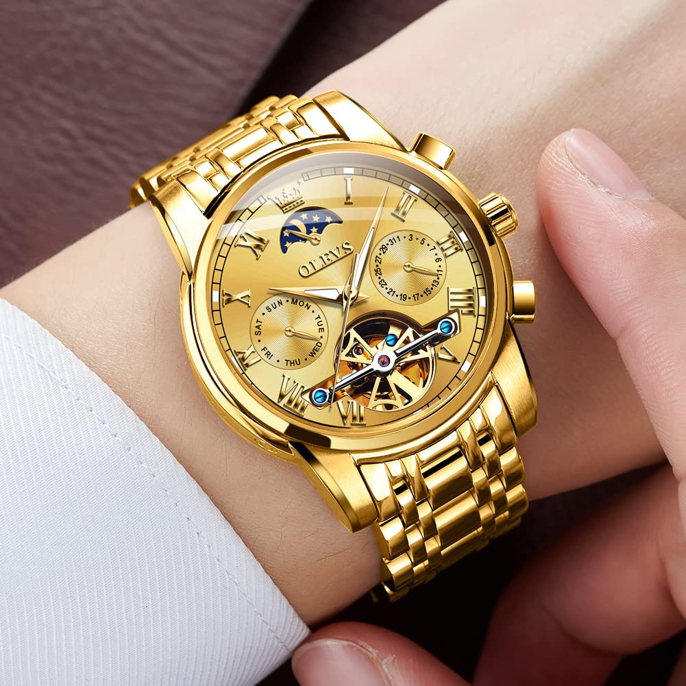 Foto 4 pulgar | Reloj Olevs Tourbillon Mecánico Automático Para Hombre De Acero Inoxidable - Venta Internacional.