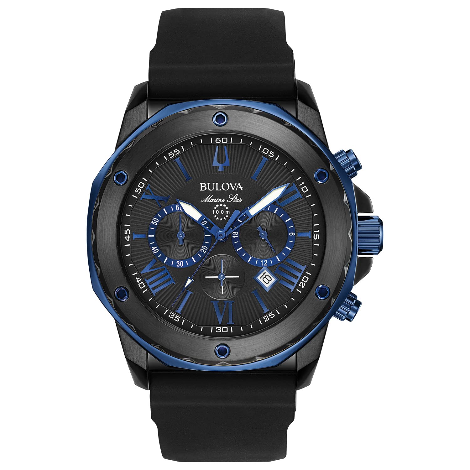 Foto 2 pulgar | Reloj Bulova Marine Star Series A 98b308 De Silicona Negra - Venta Internacional.