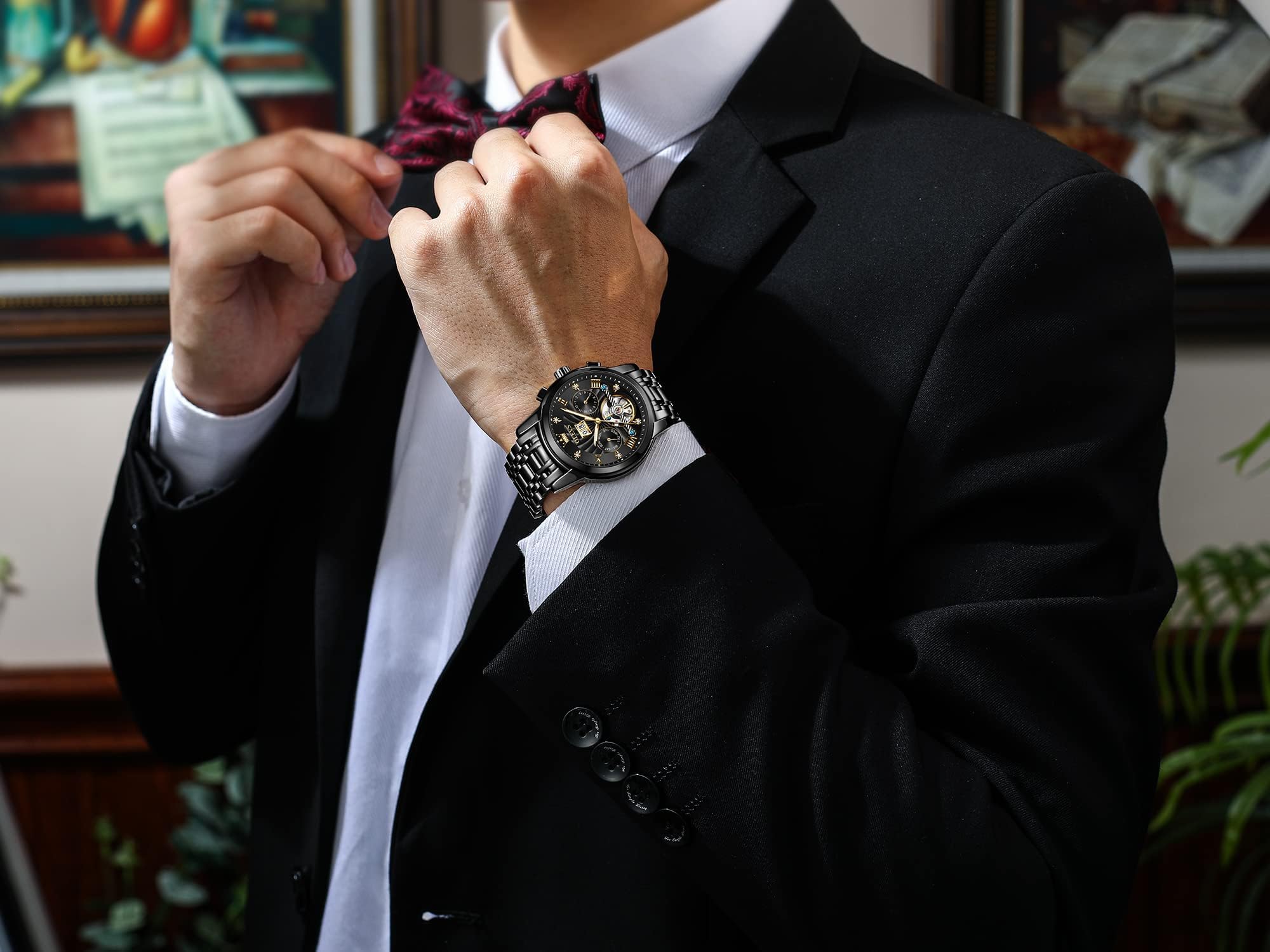 Foto 5 pulgar | Reloj Olevs Black Automatic Mechanical Tourbillon Para Hombre - Venta Internacional.