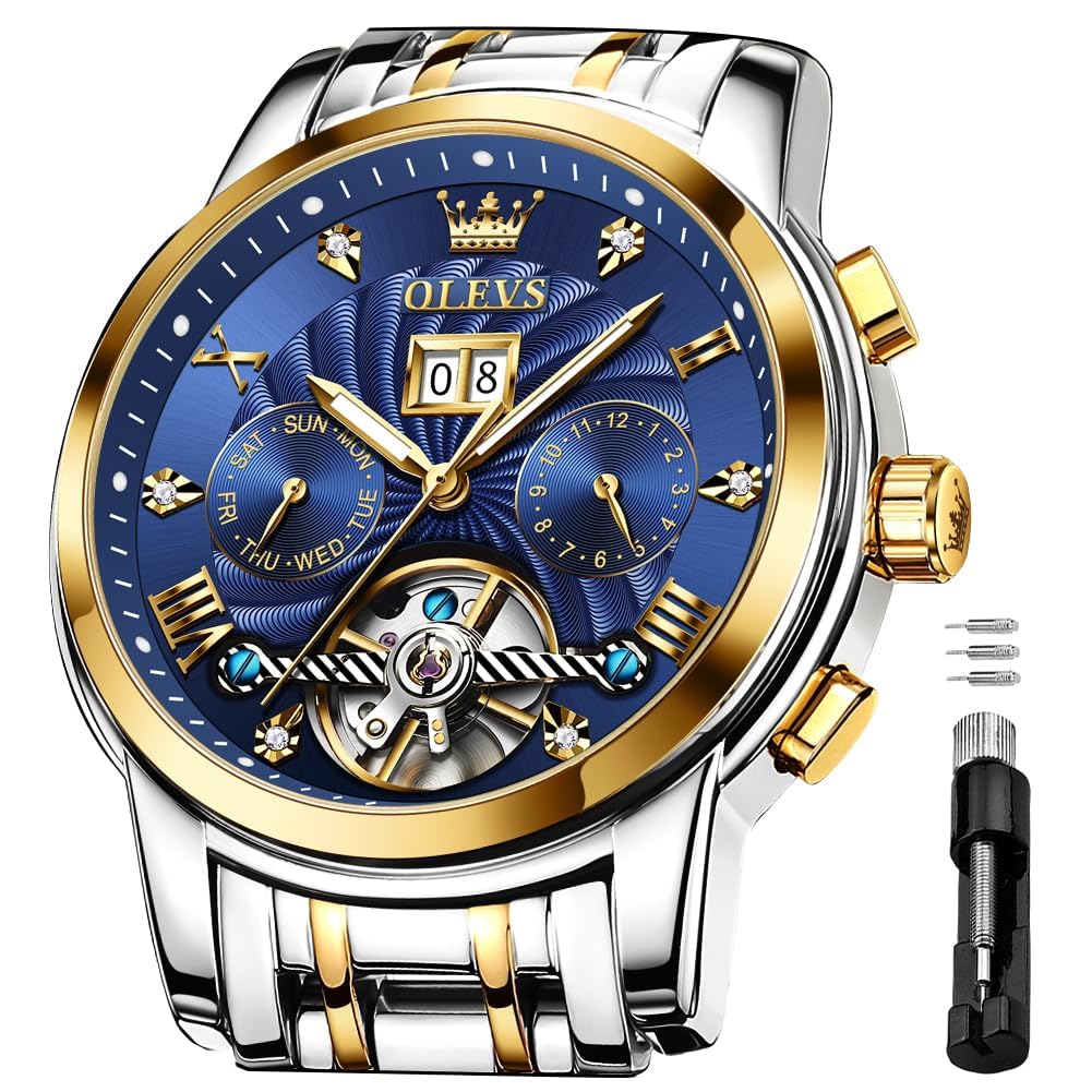 Foto 2 pulgar | Reloj De Pulsera Olevs Azul Automático Con Cuerda Automática Para Hombre - Venta Internacional.