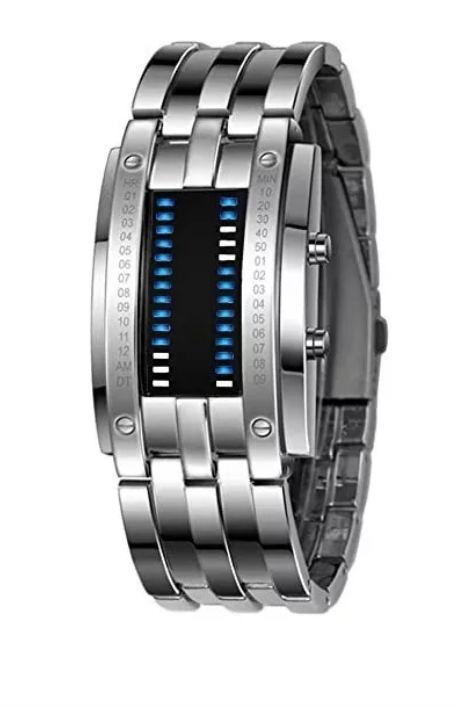 Reloj Bluelander Plateado Led Binario Electrónico Impermeable para Hombre
