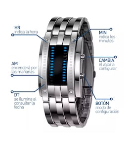 Foto 3 | Reloj Bluelander Plateado Led Binario Electrónico Impermeable para Hombre