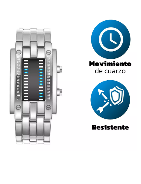 Foto 5 pulgar | Reloj Bluelander Plateado Led Binario Electrónico Impermeable para Hombre