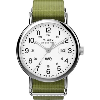Foto 1 | Reloj Timex Weekender, Caja De 40 Mm, Esfera Blanca Y Correa Verde - Venta Internacional.