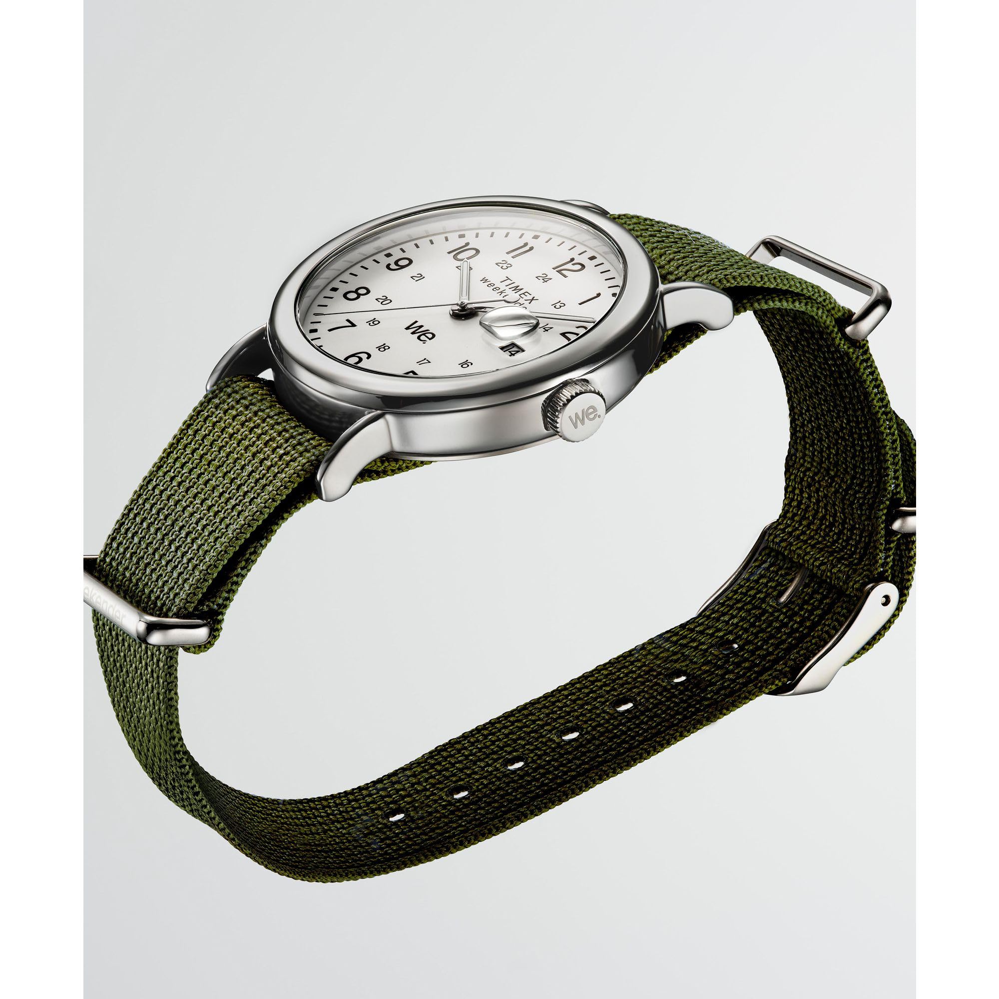 Foto 7 pulgar | Reloj Timex Weekender, Caja De 40 Mm, Esfera Blanca Y Correa Verde - Venta Internacional.