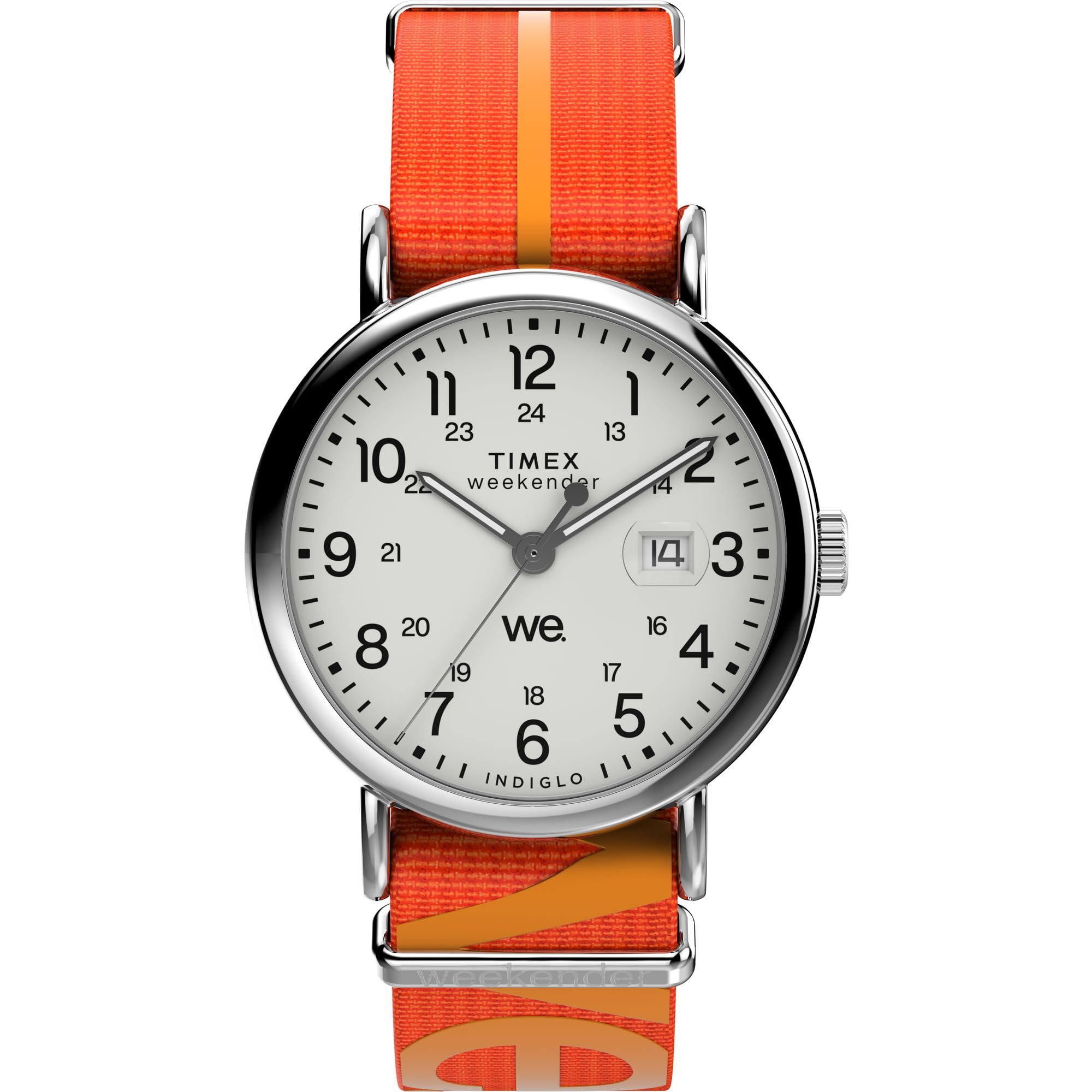 Foto 2 pulgar | Funda Watch Timex Weekender De 40 Mm Y Correa Naranja Plateada - Venta Internacional.