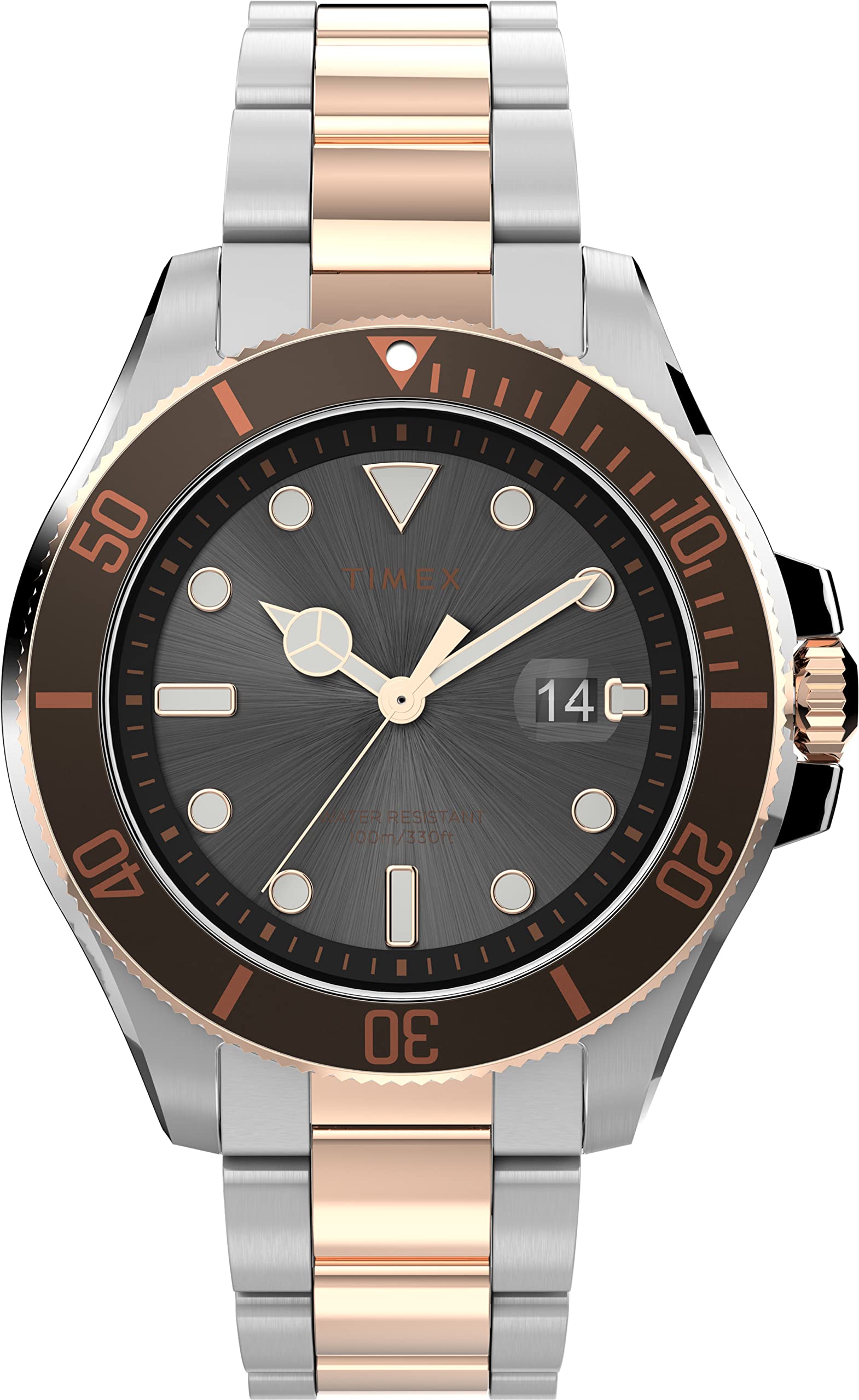 Reloj Timex Harborside Coast Para Hombre, 43 Mm, Caja Bicolor Rosa - Venta Internacional.