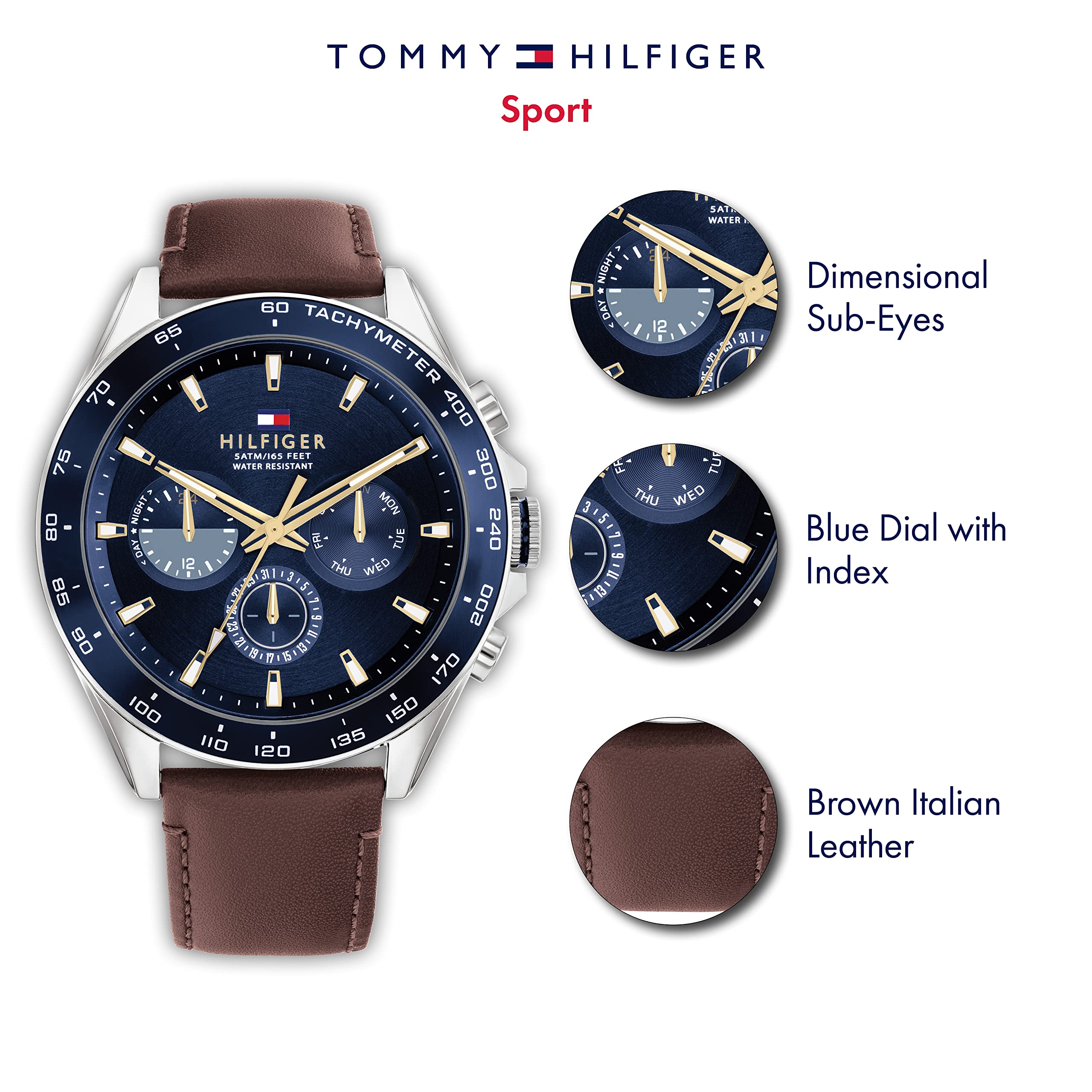 Foto 3 pulgar | Reloj Tommy Hilfiger De Acero Inoxidable, Cuarzo Y Piel, Azul - Venta Internacional.
