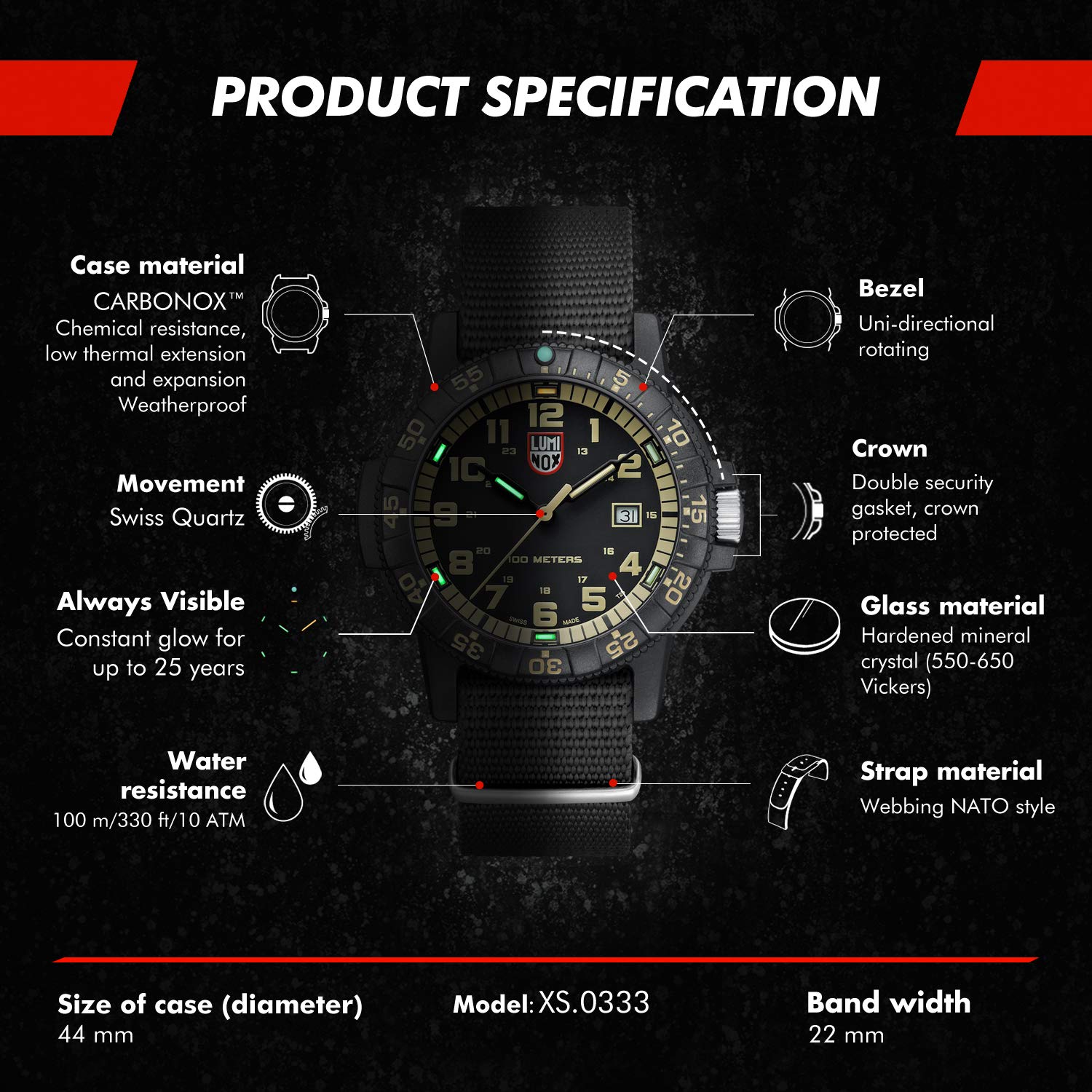 Foto 4 pulgar | Reloj Luminox Leatherback Sea Turtle Para Hombre, Resistente Al Agua Hasta 100 M - Venta Internacional.