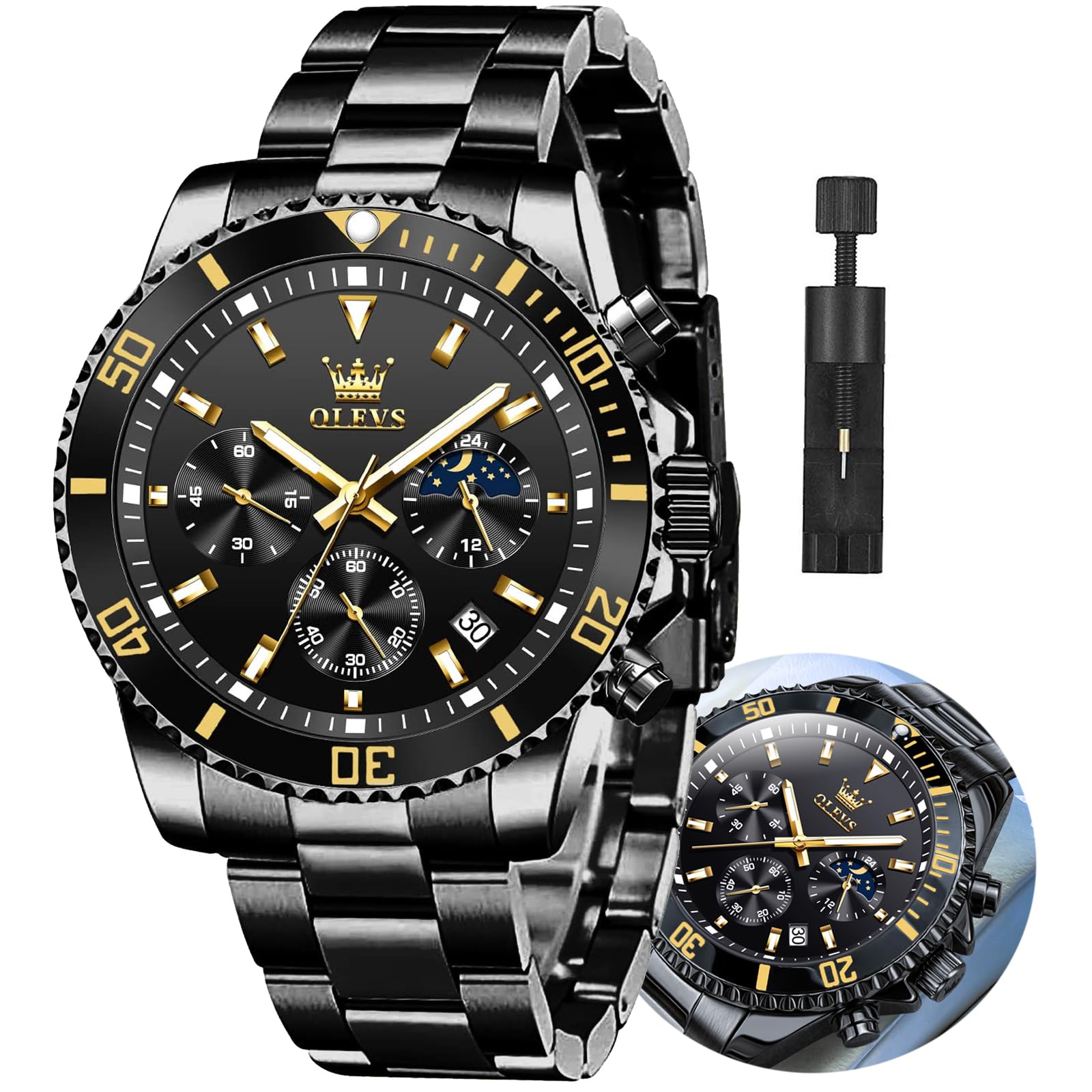 Foto 2 pulgar | Reloj Olevs Fashion Para Hombre, Vestido Con Cronógrafo, Impermeable - Venta Internacional.