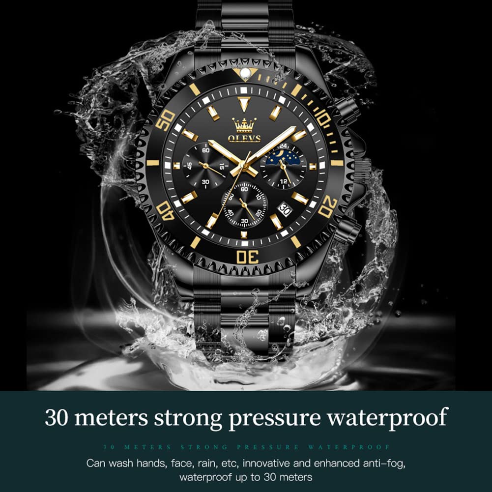 Foto 6 pulgar | Reloj Olevs Fashion Para Hombre, Vestido Con Cronógrafo, Impermeable - Venta Internacional.