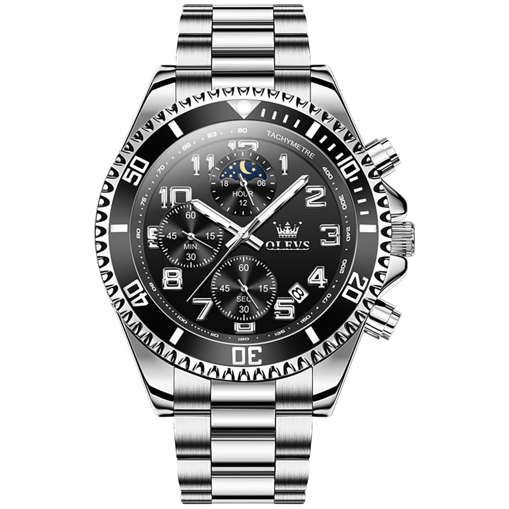 Foto 2 pulgar | Reloj Olevs Para Hombre, Plateado, Negro, Clásico Y Lujoso, Reloj De Vestir Para Hombre, Reloj De Ac - Venta Interna