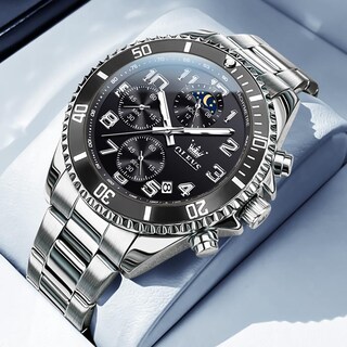 Foto 4 | Reloj Olevs Para Hombre, Plateado, Negro, Clásico Y Lujoso, Reloj De Vestir Para Hombre, Reloj De Ac - Venta Interna