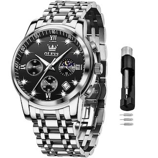 Foto 1 | Reloj Olevs Chronograph Moon Phase De Acero Inoxidable Para Hombre - Venta Internacional.