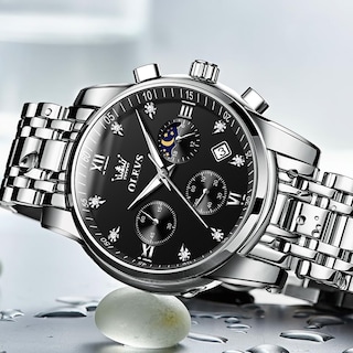 Foto 7 | Reloj Olevs Chronograph Moon Phase De Acero Inoxidable Para Hombre - Venta Internacional.