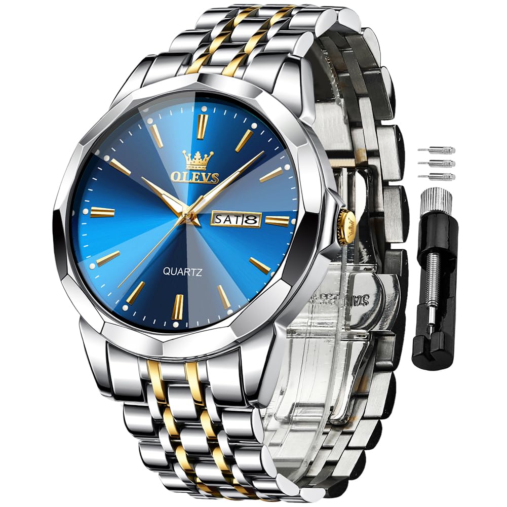 Foto 2 pulgar | Reloj De Pulsera Olevs Para Hombre, Vestido De Negocios Analógico, Cuarzo, Plateado - Venta Internacional.
