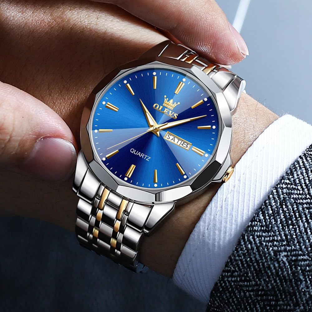 Foto 3 pulgar | Reloj De Pulsera Olevs Para Hombre, Vestido De Negocios Analógico, Cuarzo, Plateado - Venta Internacional.