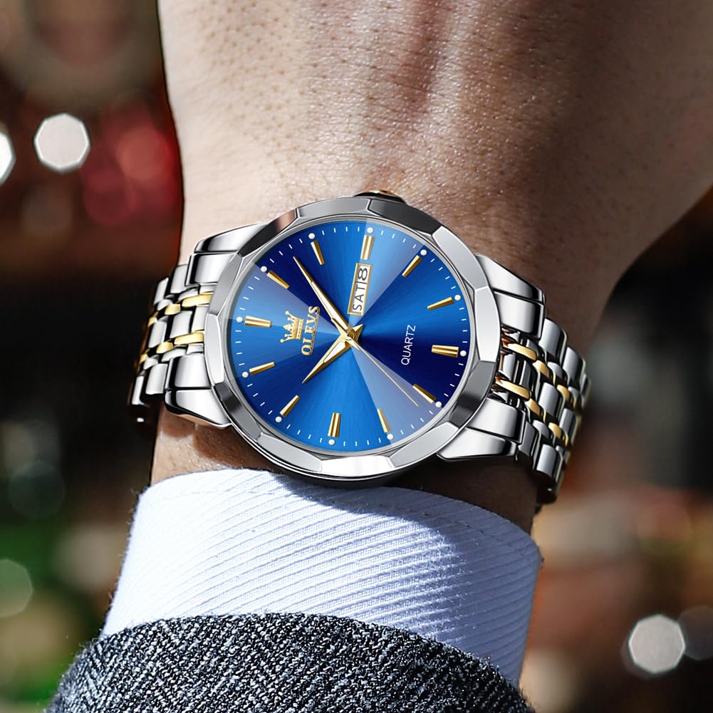 Foto 4 pulgar | Reloj De Pulsera Olevs Para Hombre, Vestido De Negocios Analógico, Cuarzo, Plateado - Venta Internacional.