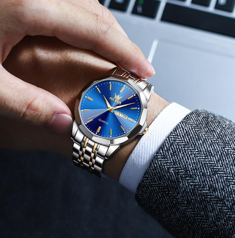 Foto 7 | Reloj De Pulsera Olevs Para Hombre, Vestido De Negocios Analógico, Cuarzo, Plateado - Venta Internacional.