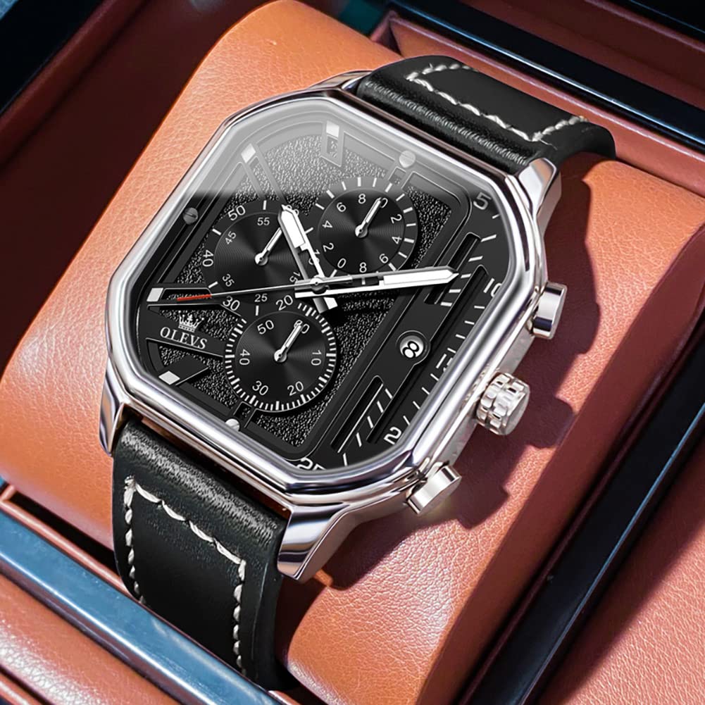 Foto 6 pulgar | Reloj Olevs Square Leather Chronograph Waterproof Para Hombre - Venta Internacional.