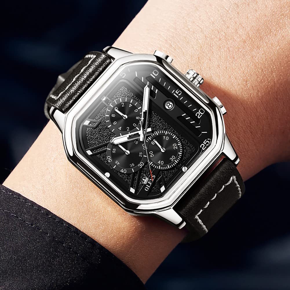 Foto 7 pulgar | Reloj Olevs Square Leather Chronograph Waterproof Para Hombre - Venta Internacional.