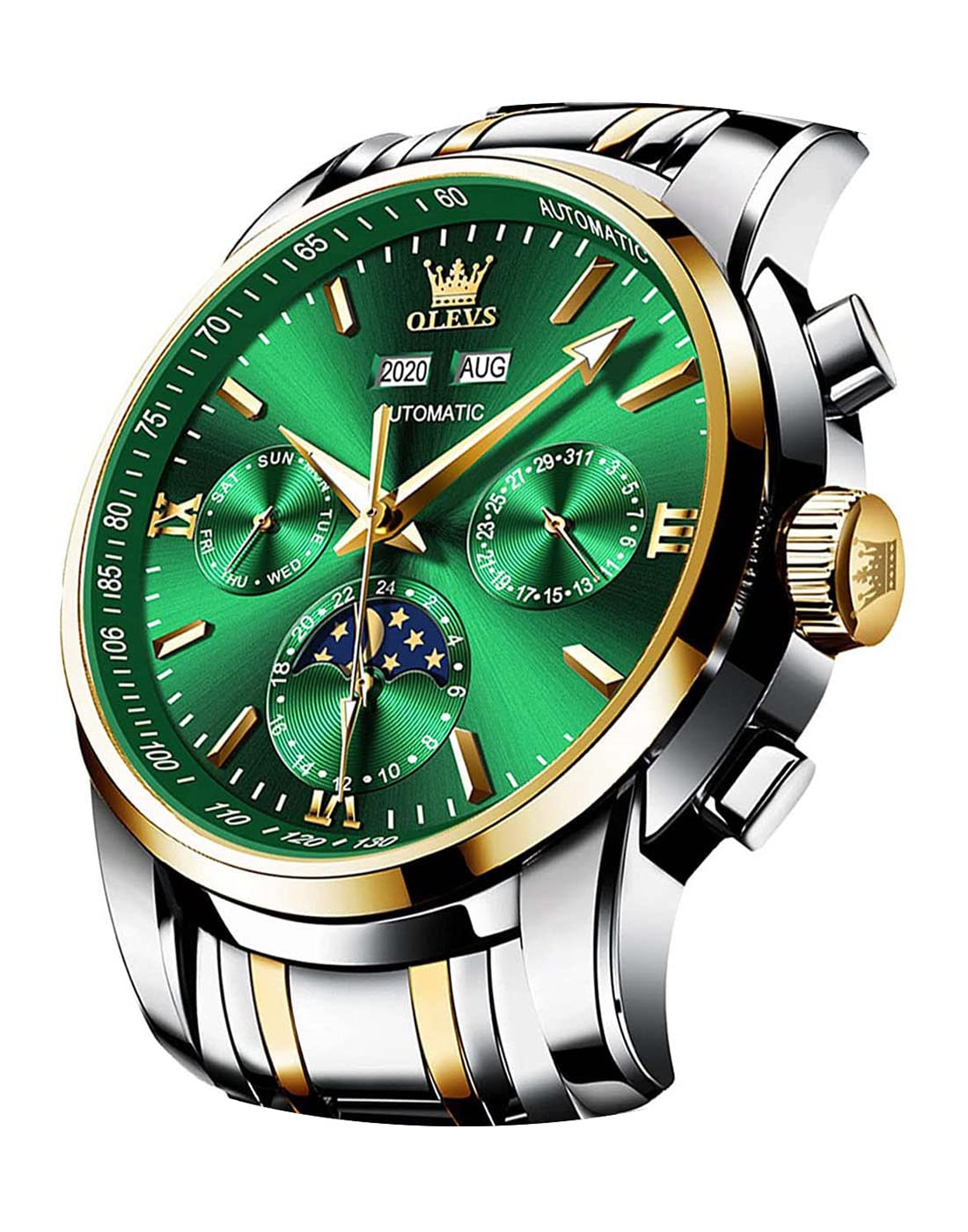 Foto 2 pulgar | Reloj Olevs Automatic Auto Winding Moon Phase Para Hombre - Venta Internacional.