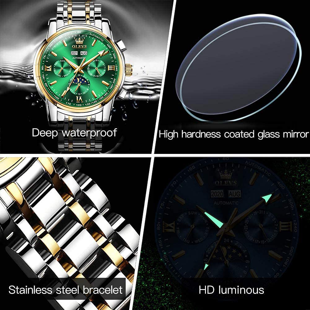 Foto 7 pulgar | Reloj Olevs Automatic Auto Winding Moon Phase Para Hombre - Venta Internacional.