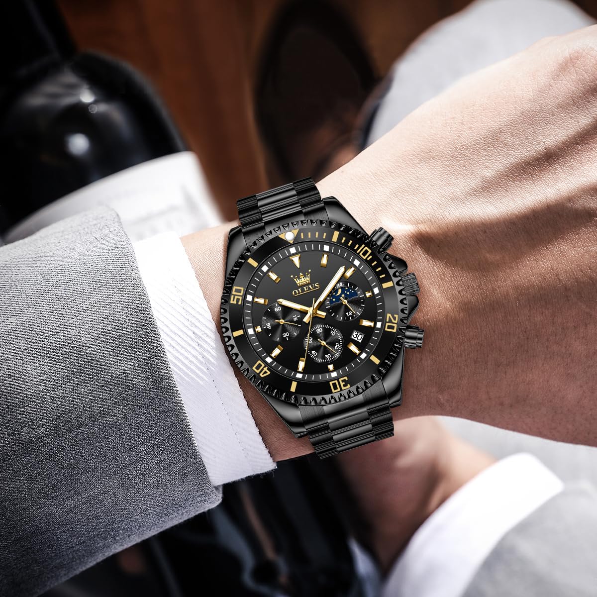Foto 5 pulgar | Reloj Olevs Business Dress Big Face Analog Quartz Para Hombre - Venta Internacional.