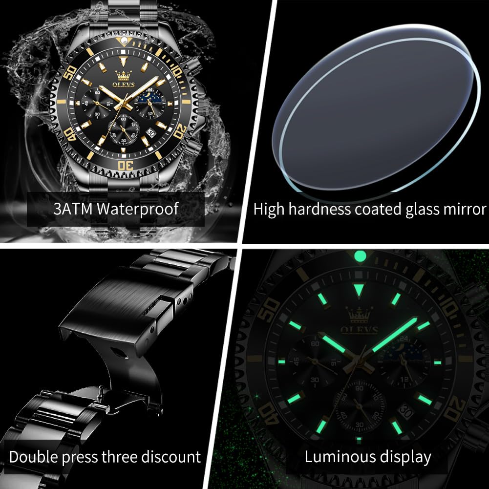 Foto 6 pulgar | Reloj Olevs Business Dress Big Face Analog Quartz Para Hombre - Venta Internacional.