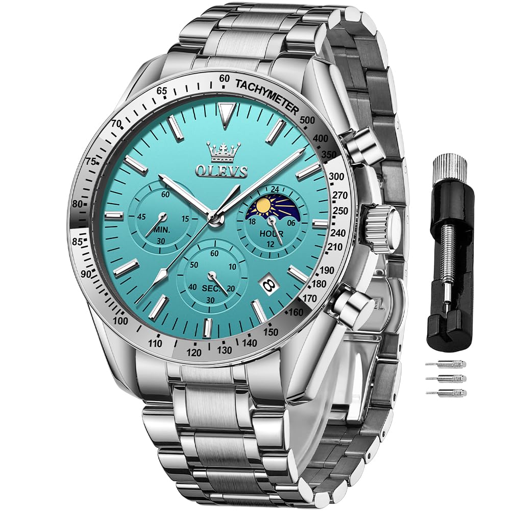 Foto 2 pulgar | Reloj Olevs Blue Fashion Business Chronograph Para Hombre - Venta Internacional.
