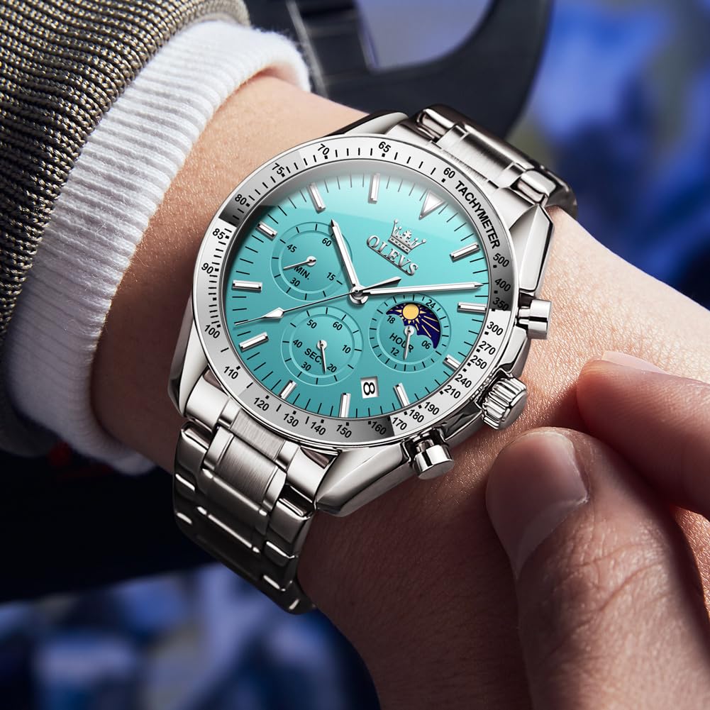 Foto 3 pulgar | Reloj Olevs Blue Fashion Business Chronograph Para Hombre - Venta Internacional.