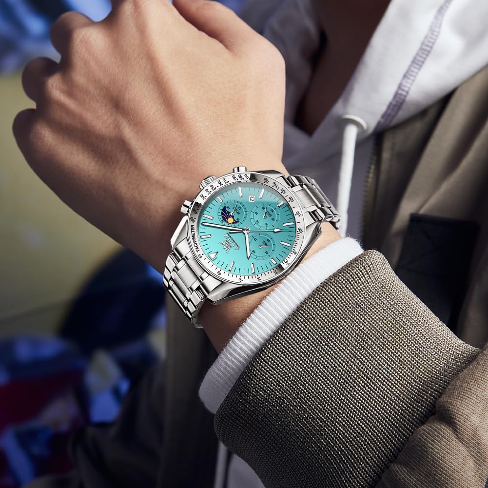Foto 4 pulgar | Reloj Olevs Blue Fashion Business Chronograph Para Hombre - Venta Internacional.