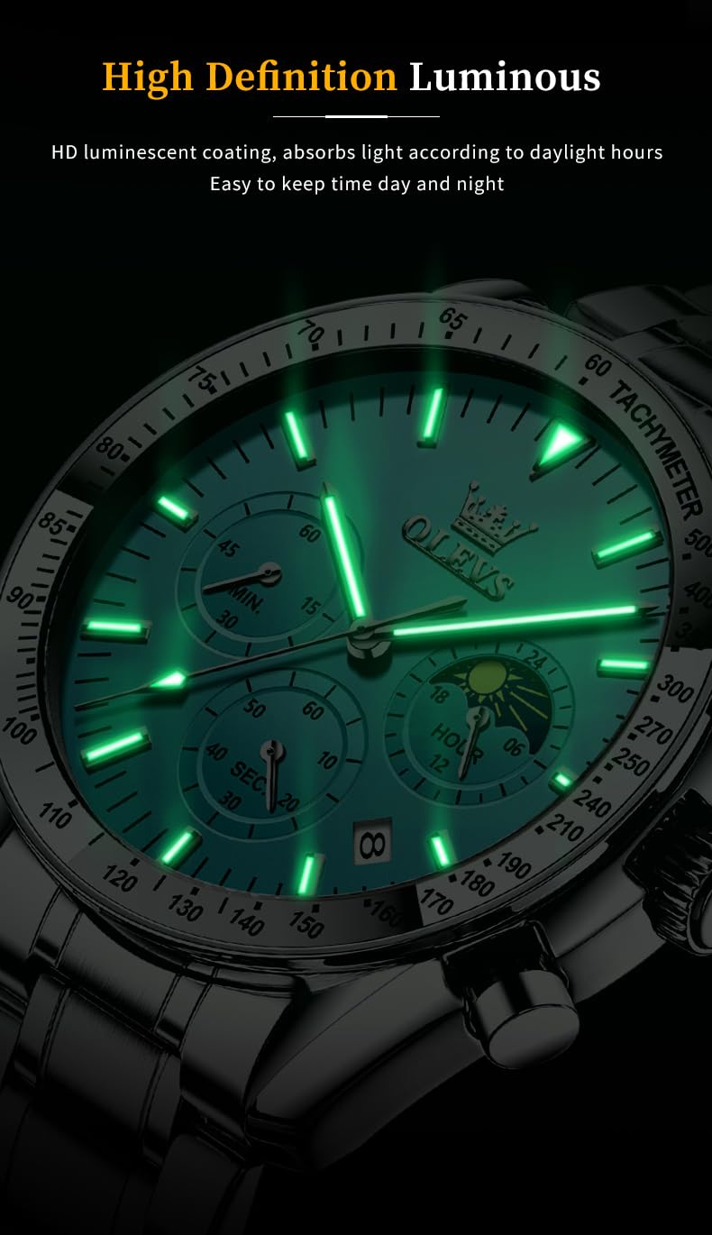 Foto 5 pulgar | Reloj Olevs Blue Fashion Business Chronograph Para Hombre - Venta Internacional.