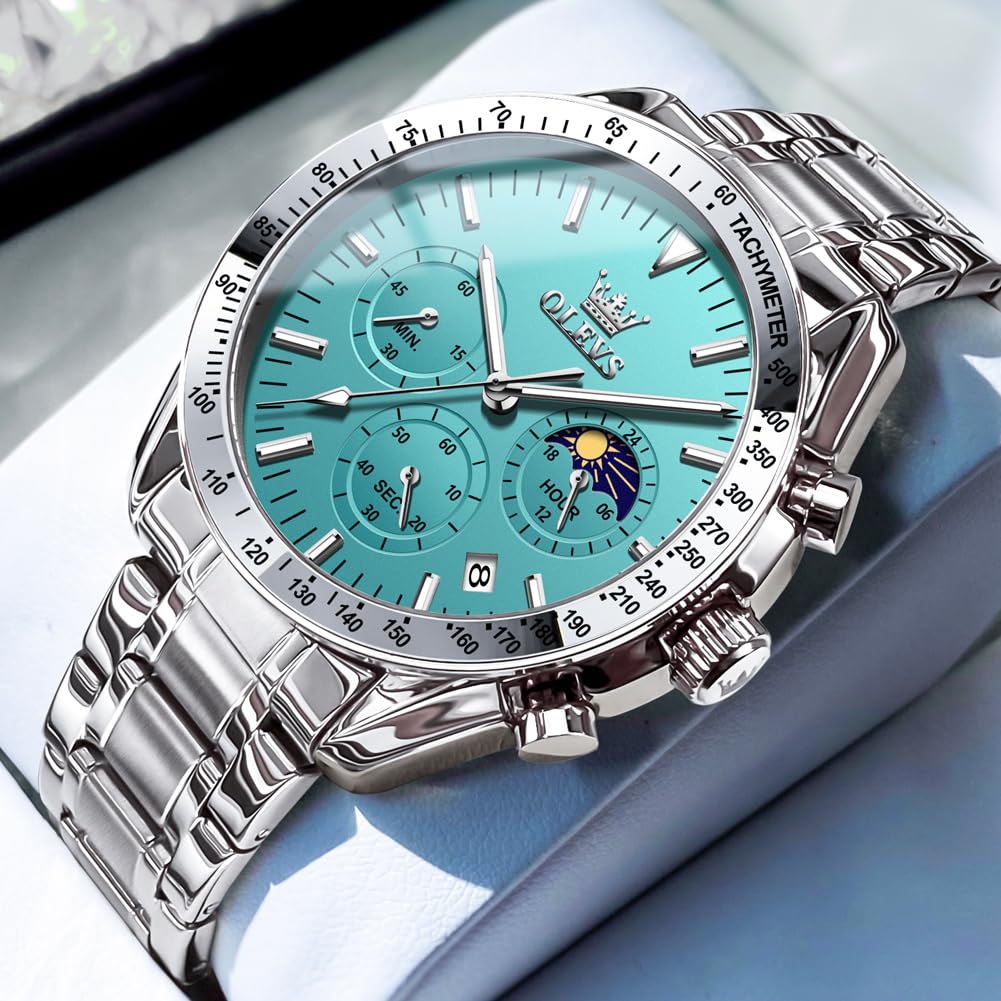 Foto 8 pulgar | Reloj Olevs Blue Fashion Business Chronograph Para Hombre - Venta Internacional.