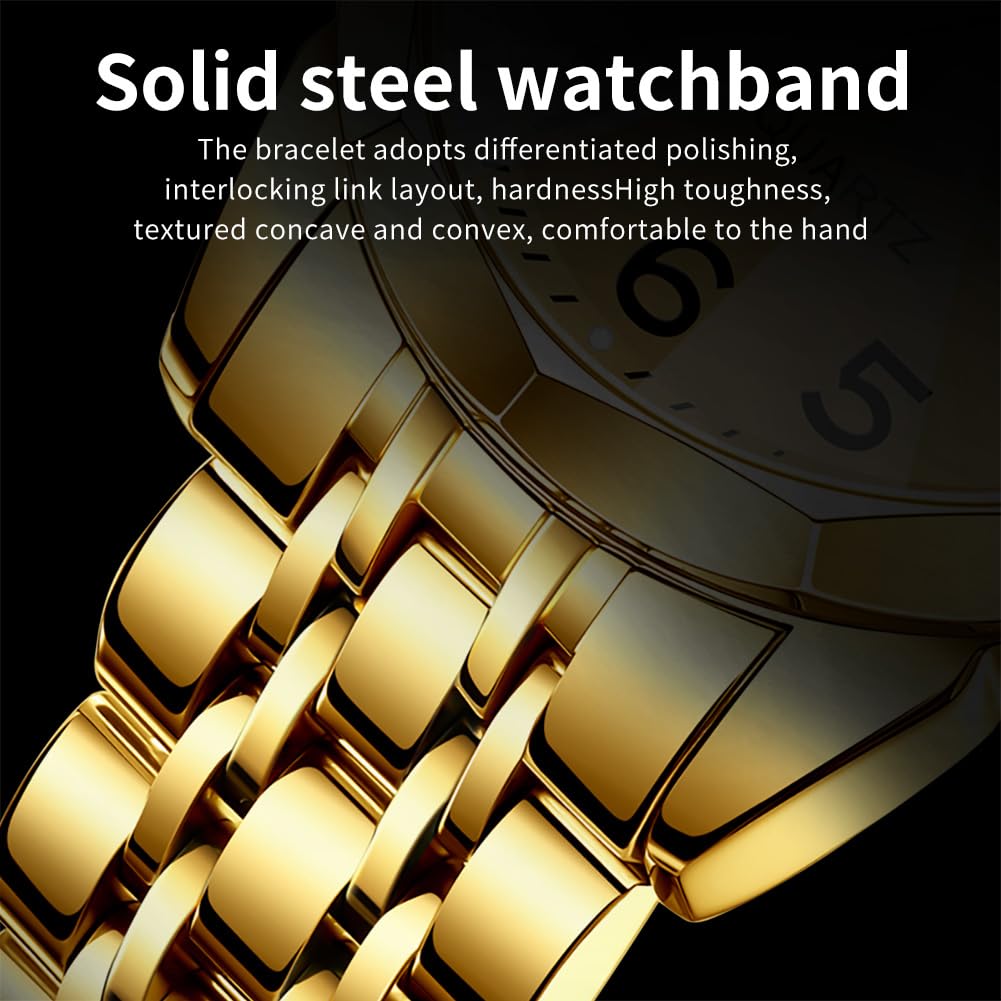 Foto 8 pulgar | Reloj De Pulsera Olevs Para Hombre, Vestido De Negocios Dorado, Acero Inoxidable - Venta Internacional.